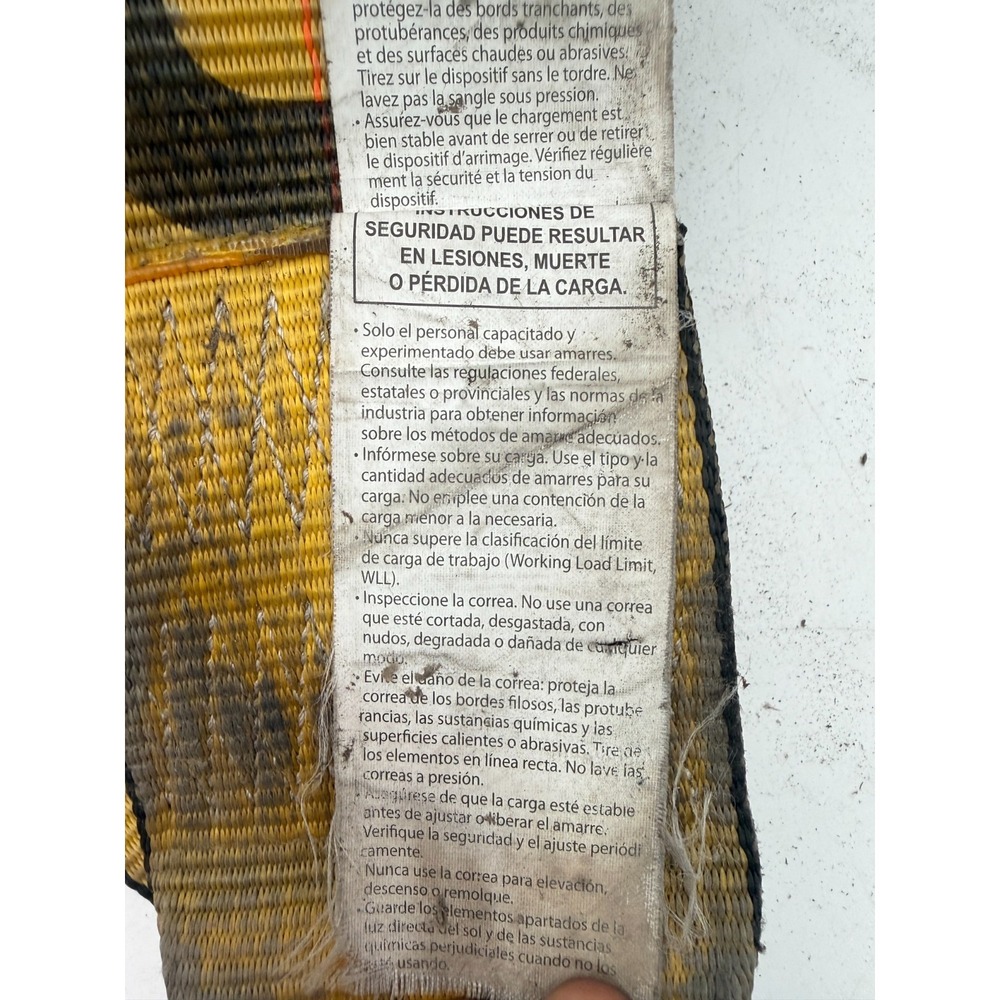 Kinedyne 4" Winch Strap Flat Hook Heavy Duty Cargo Tie Down 5400 lbs WLL Yellow - Picture 11 of 13